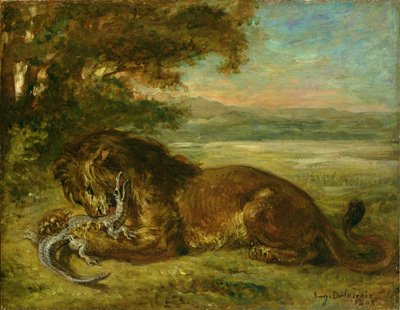 Lion and Alligator by Ferdinand Victor Eugene Delacroix